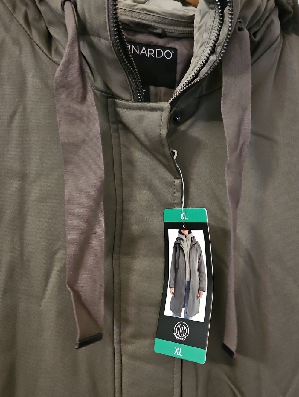 NEW! Bernardo Green Modern Utility Raincoat With Removable Bib Size XL - Picture 13 of 16